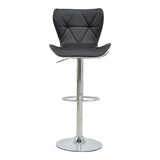 Scaun de bar Jorine reglabil pe inaltime baza neagra pu-crom 53x44x114 cm