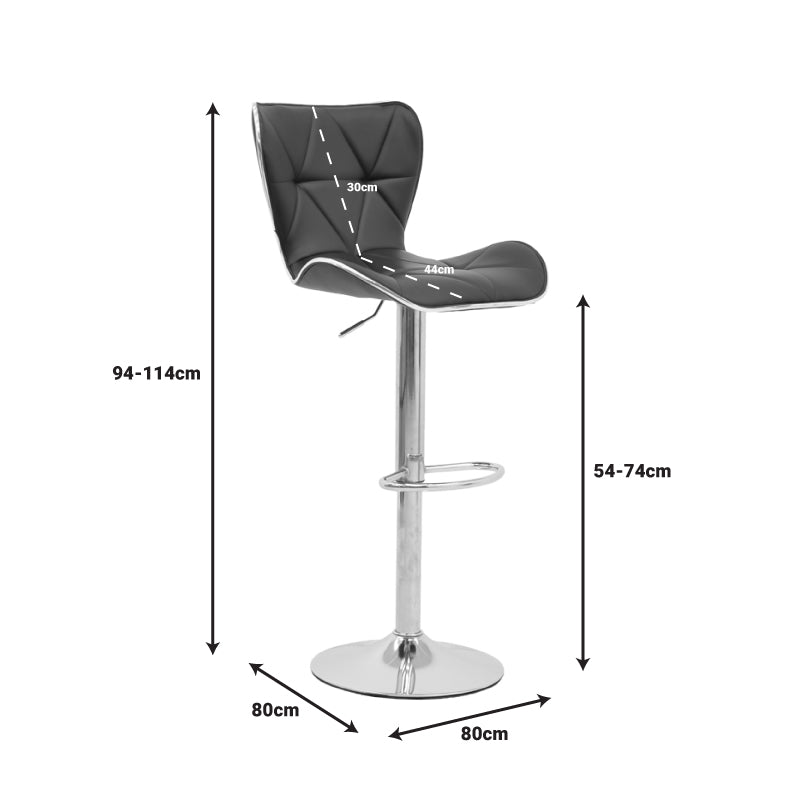 Scaun de bar Jorine reglabil pe inaltime baza neagra pu-crom 53x44x114 cm