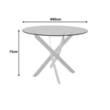Masă cu funcție extensibilă Antoro, Sticlă și Metal, 80x75 cm