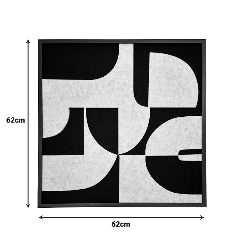 Arta de perete cu rama Jeire Inart, stil modern, alb-negru, material lemn, dimensiuni 62x2.5x62 cm.