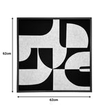 Arta de perete cu rama Jeire Inart, stil modern, alb-negru, material lemn, dimensiuni 62x2.5x62 cm.