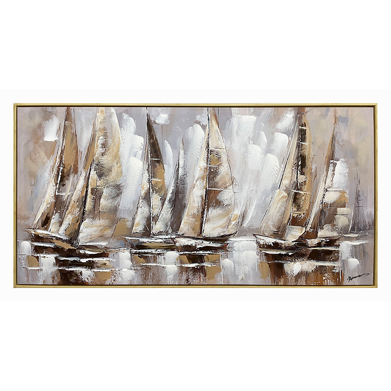 Tablou pe pânza cu rama Inart Yelkan Ι, Modern, Pânza și Lemn, 120x3.5x60cm.