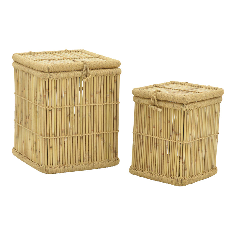 Set de 2 cosuri de rufe Dremia bambus Natural 46x46x55 cm – Adorehome