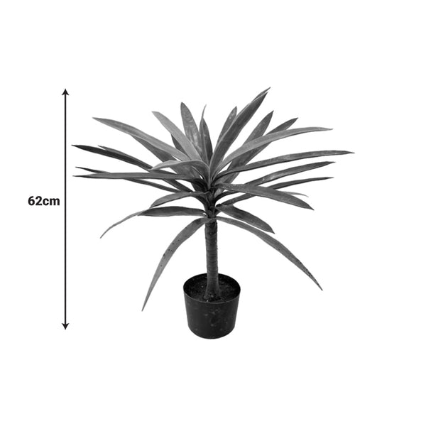 Planta decorativa Dracaena Palm în ghiveci, Inart, Stil Modern, Material PP, Înaltime 62cm.
