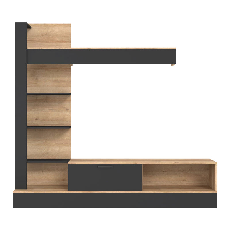 Ansamblu comoda TV Dranko negru stejar melaminat 205x41.5x192 cm
