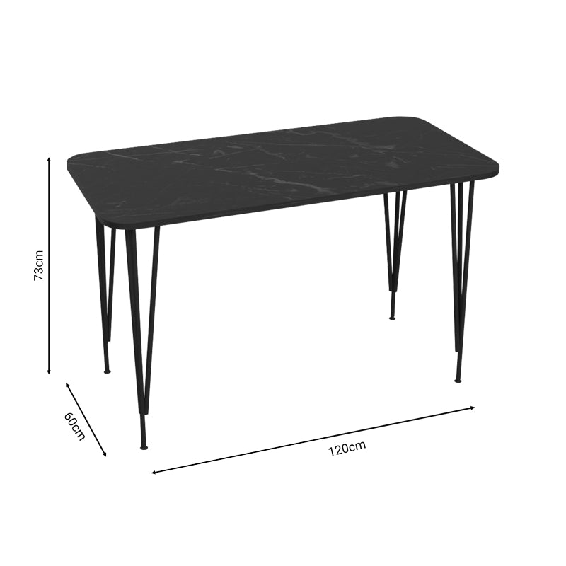 Masa de cina Palkon stejar -metal negru 120x60x73 cm - Negru