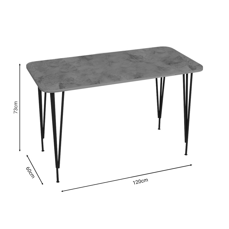 Masa de cina Palkon stejar -metal negru 120x60x73 cm - Gri