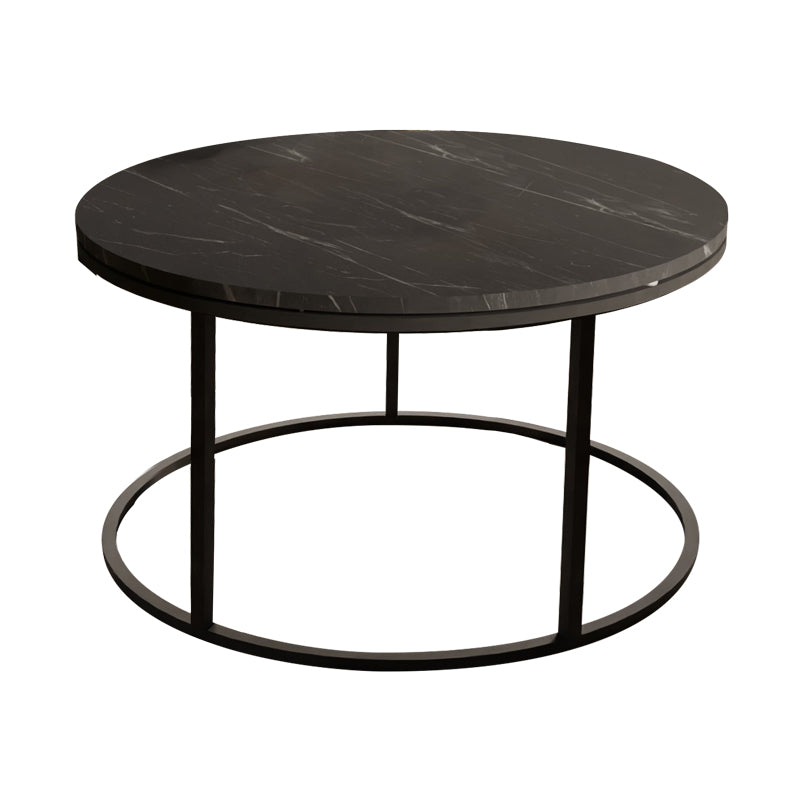 Masuta de cafea Drion  marmura neagra-metal negru D60x40cm - Negru