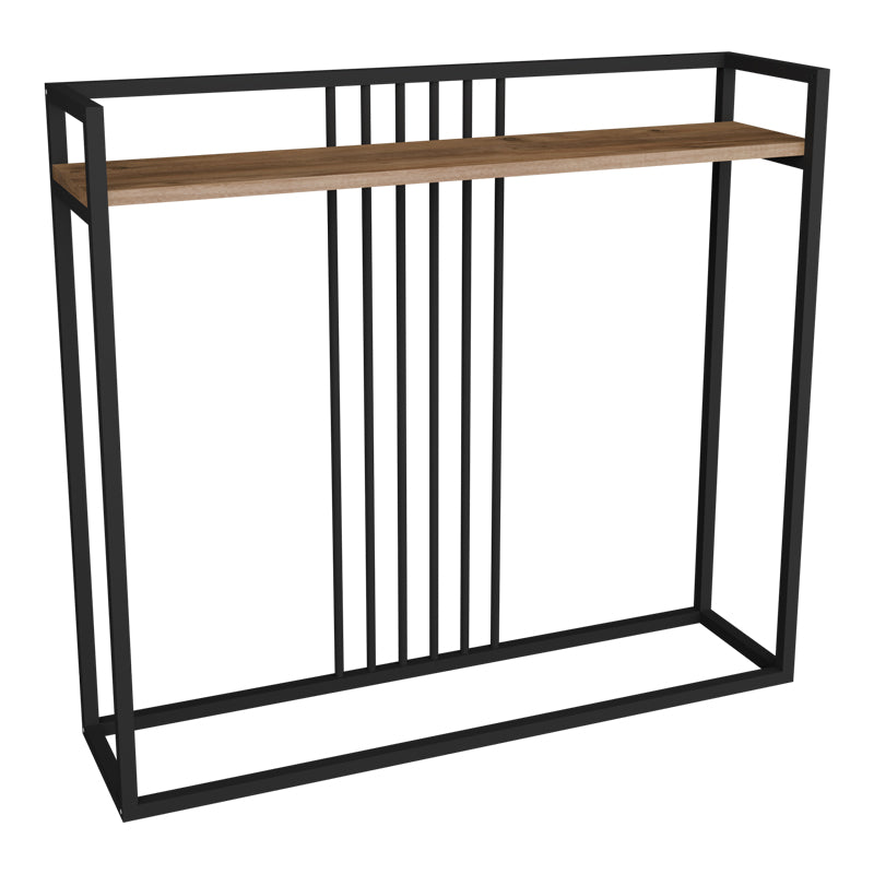 Consolă cu cadru metalic negru, Convida Pakoworld, Stil Modern, Lemn Stejar, 100x25x90 cm.
