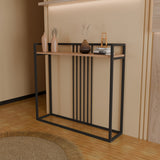 Consolă cu cadru metalic negru, Convida Pakoworld, Stil Modern, Lemn Stejar, 100x25x90 cm.