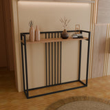 Consolă cu cadru metalic negru, Convida Pakoworld, Stil Modern, Lemn Stejar, 100x25x90 cm.