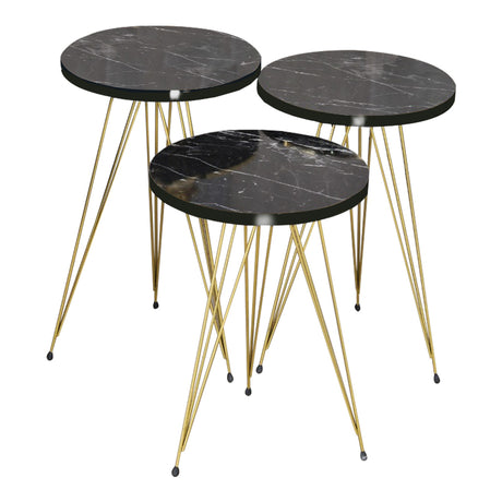 BLACK MARBLE- GOLD LEGS