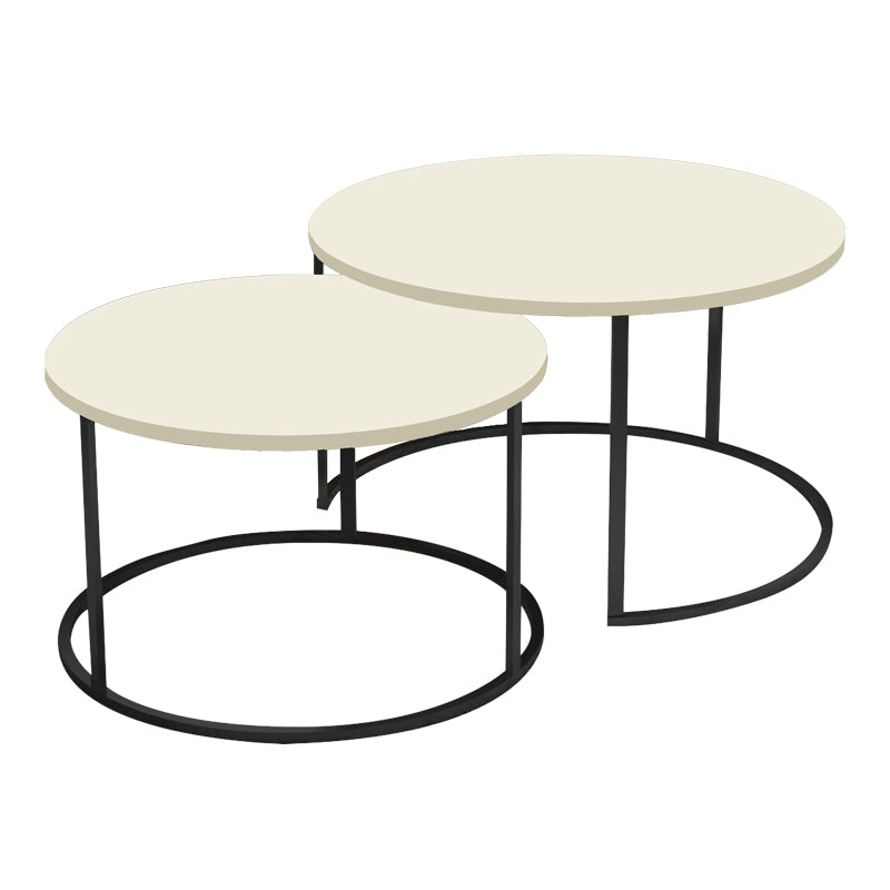Măsuță de cafea set 2 piese Solme, metal crem și negru, variabile