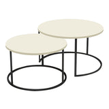 Măsuță de cafea set 2 piese Solme, metal crem și negru, variabile