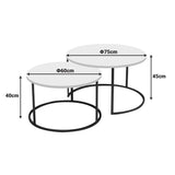 Măsuță de cafea set 2 piese Solme, metal crem și negru, variabile