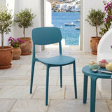 Scaun exterior Stackable Berdian, Albastru, 38x49x79 cm