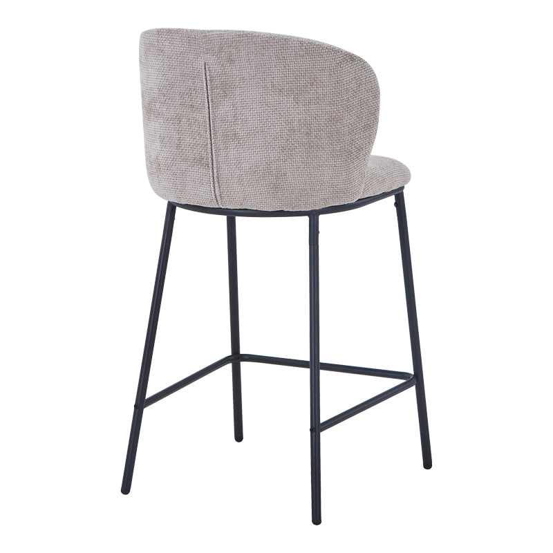 Scaun de bar cu tapițerie bej, Karg, Textil/Metal, 49x46x93 cm