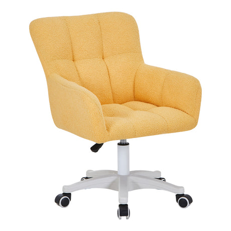 Scaun birou ergonomic Givole, bouclé galben, 55x55x75-84 cm