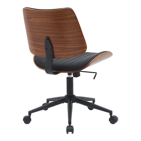 Scaun de birou Amani negru din piele, -nuc 52x54x90 cm