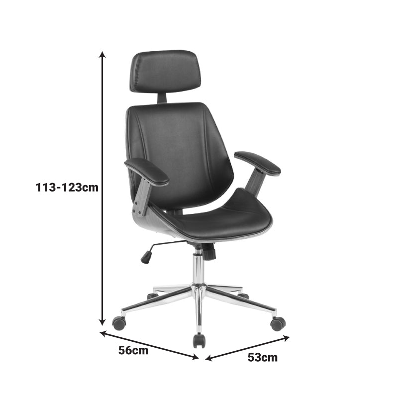 Scaun de birou directorial cu baza cromata, Fetseno bej, 53x56x113.5-123 cm