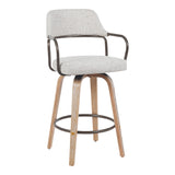 Scaun bar rotativ Tertia, Metal-lemn și, 54x52x98 cm, Bej-maro