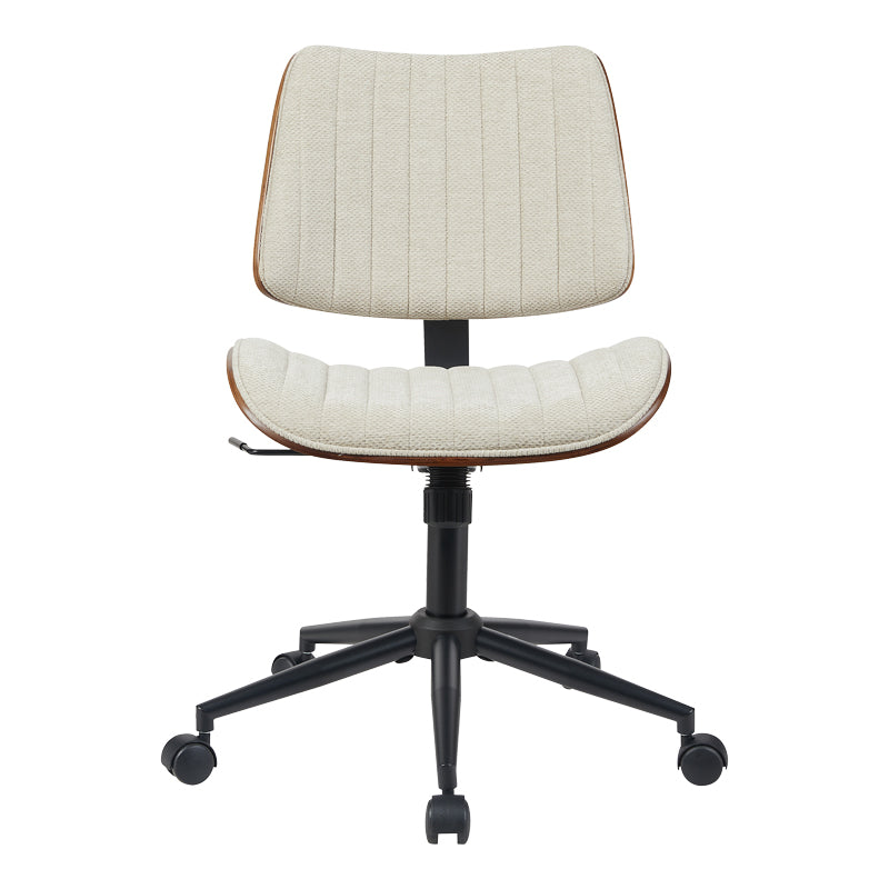 Scaun birou Amani cu ergonomie, Lemn Nuc & Bej, 52x54x90 cm