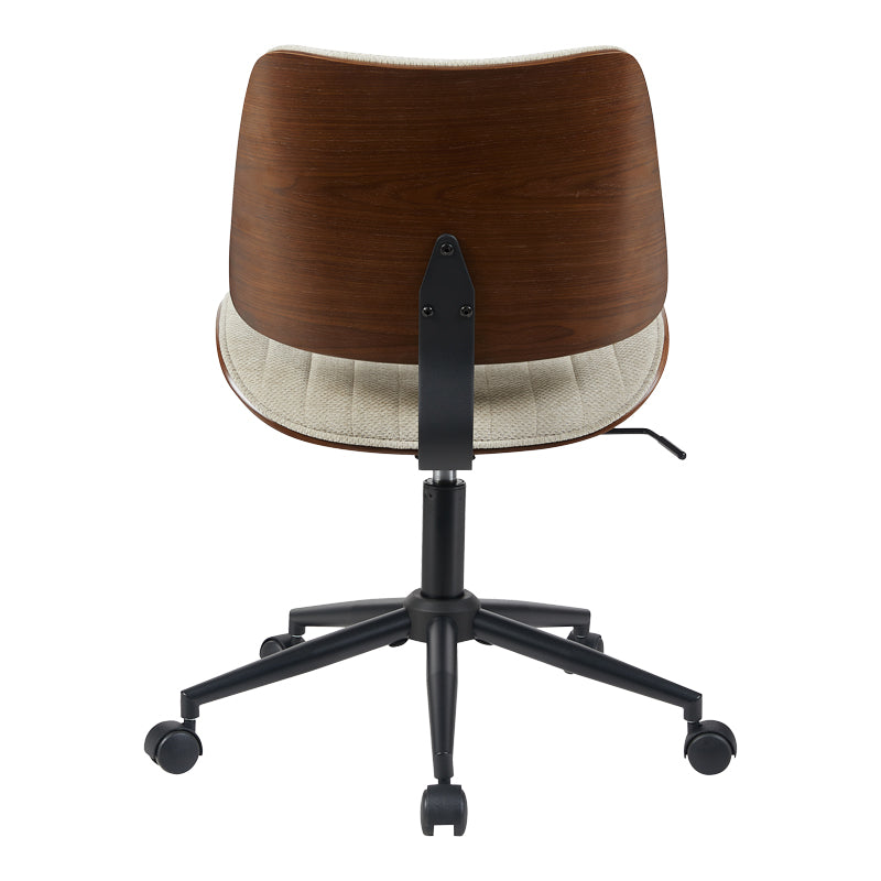 Scaun birou Amani cu ergonomie, Lemn Nuc & Bej, 52x54x90 cm