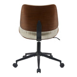 Scaun birou Amani cu ergonomie, Lemn Nuc & Bej, 52x54x90 cm