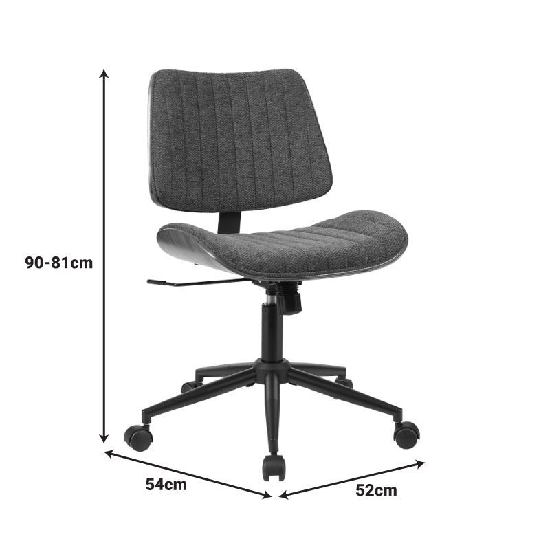 Scaun birou Amani cu ergonomie, Lemn Nuc & Bej, 52x54x90 cm