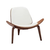 Fotoliu confortabil Vilma , Stil Modern, Piele PU Bej și Placaj de Nuc, 90x76.5x74.5cm