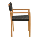 Fotoliu cu structură din lemn de teak, șnur negru, 54x52x80 cm