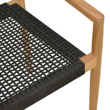 Fotoliu cu structură din lemn de teak, șnur negru, 54x52x80 cm