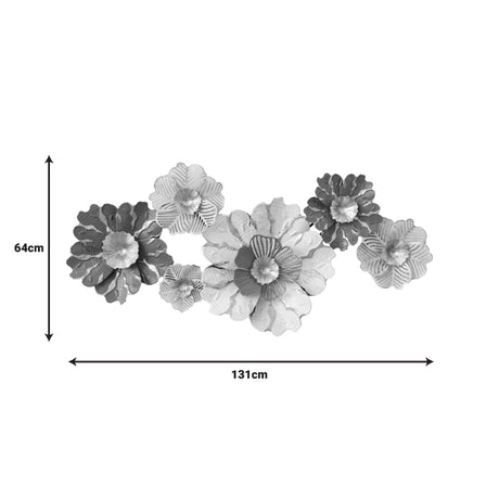Decoratiune de perete din metal Daisy, Auriu, 131x64x9 cm