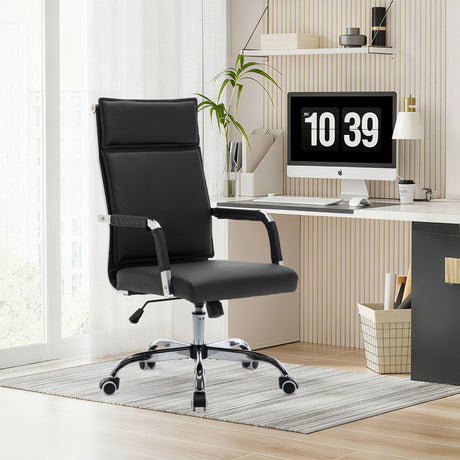 Scaun de birou directorial cu rotile Mavel, Negru, 55x62x100-110 cm