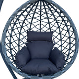 Nid de leagan Lyere cu baza de metal Gri si rattan Gri PE 120x108x195 cm
