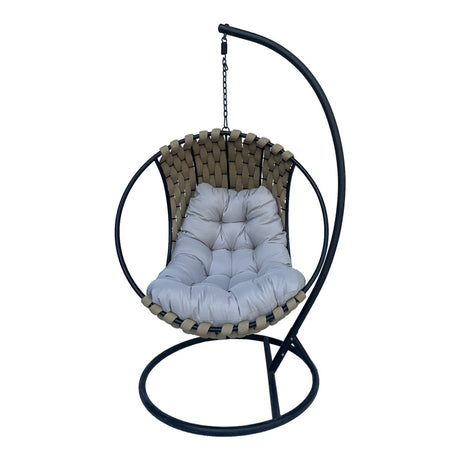 Balansoar Makito, Negru, PVC, Bej-Gri, 100x105x195 cm