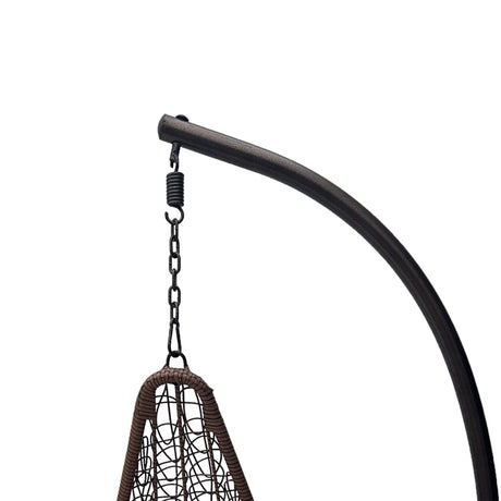 Leagăn tip cuib cu bază Soleil, metal maro, rattan bej, cu pernă bej, 120x95x195 cm