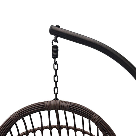 Leagăn tip cuib cu suport Cungo, metal și ratan maro, pernă bej, 125x105x195 cm