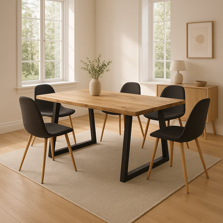 Masa Boho Miles, Lemn de salcam grosime 3 cm, Natural, 140x80x76 cm
