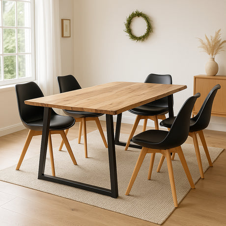 Masa Miles Slim din lemn de salcam solid cu aspect Natural, 160x90x76 cm