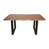 Masă dining Miles, Lemn Masiv de Acacia, Picioare Metalice Negre, 160x90x76 cm