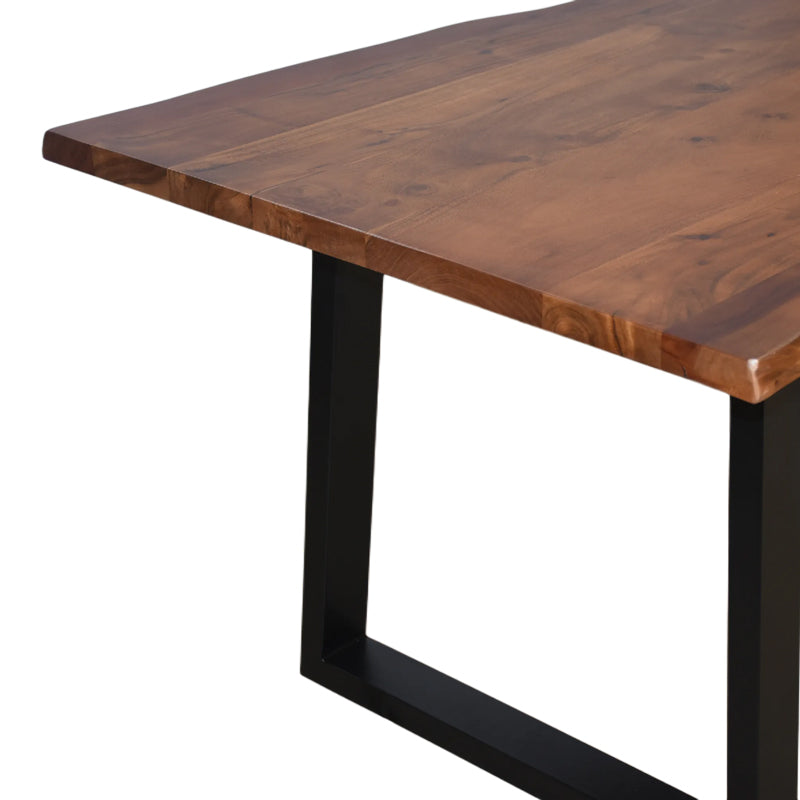 Masă dining Miles, Lemn Masiv de Acacia, Picioare Metalice Negre, 160x90x76 cm
