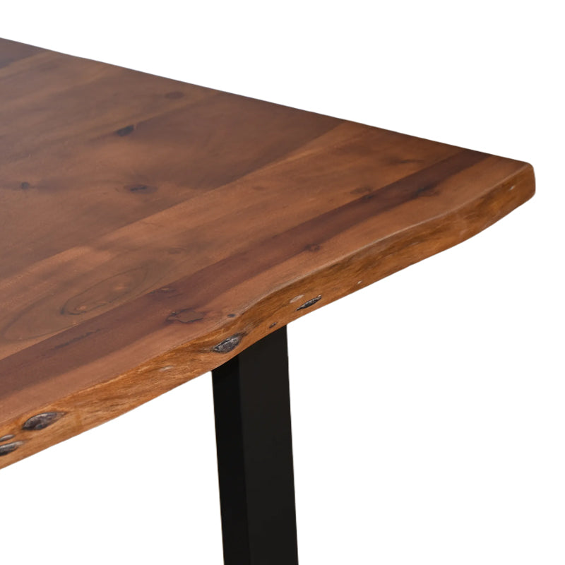 Masă dining Miles, Lemn Masiv de Acacia, Picioare Metalice Negre, 160x90x76 cm
