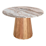Masa cu blat de marmura Ezerdian, Lemn de Acacia, D150x76 cm
