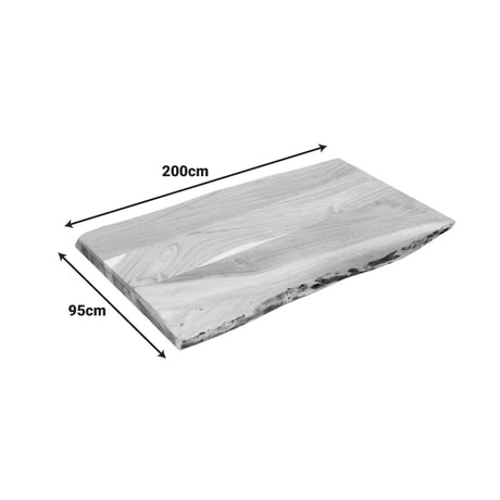 Blat de masa cu functie decorativa  Pozier, Stil Natural, Lemn de Acacia Solid, 200x95x4cm