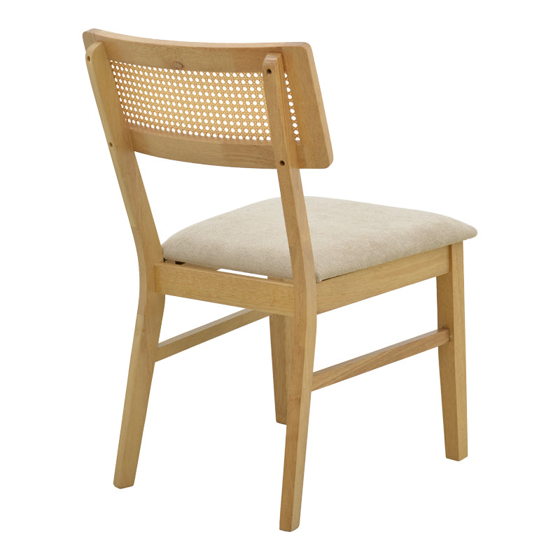 Set masă dining Raffles cu 7 piese, lemn cauciucat și ratan, natural, 150x90x76 cm