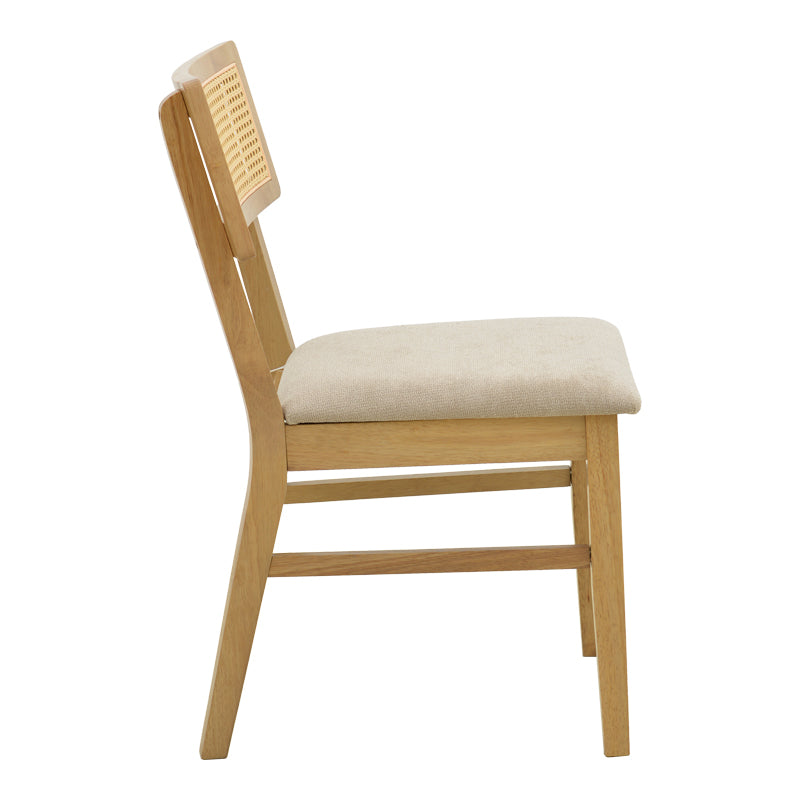 Set masă dining Raffles cu 7 piese, lemn cauciucat și ratan, natural, 150x90x76 cm