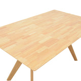 Set masă dining Raffles cu 7 piese, lemn cauciucat și ratan, natural, 150x90x76 cm