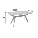 Set masă dining Raffles cu 7 piese, lemn cauciucat și ratan, natural, 150x90x76 cm