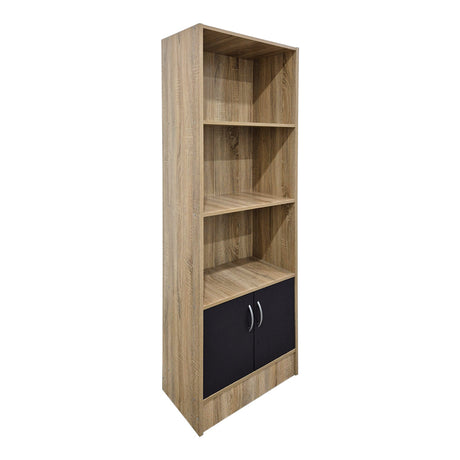 Bibliotecă cu rafturi Tekaro , Modern, Sonoma-Antracit, Lemn, 57x33x180 cm